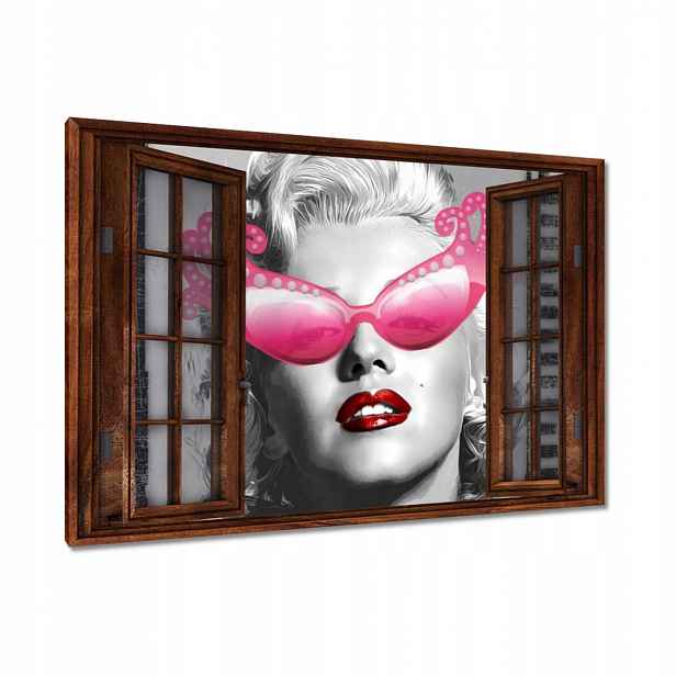 Obrazy 120x80 Monroe růžové brýle