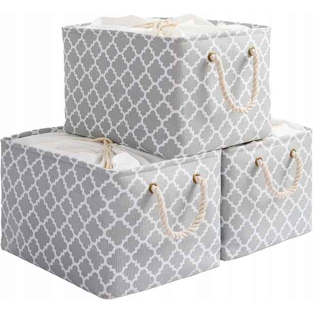 Outbros Sada 3 úložných košů 38×28×26 cm 3 ks Šedé organizéry