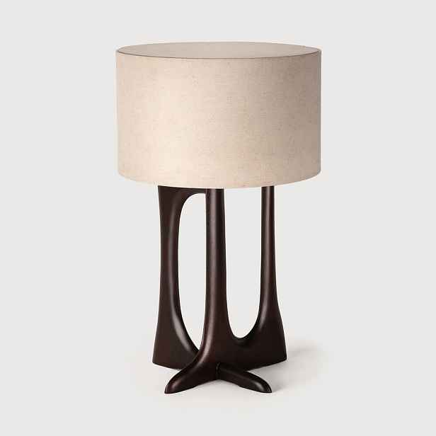 Stolní lampa Flow – mahagon rose brown, béžové stínidlo - Ethnicraft