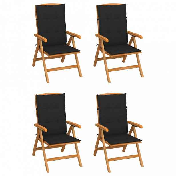 Zahradní židle 4 ks teak / látka  Černá
