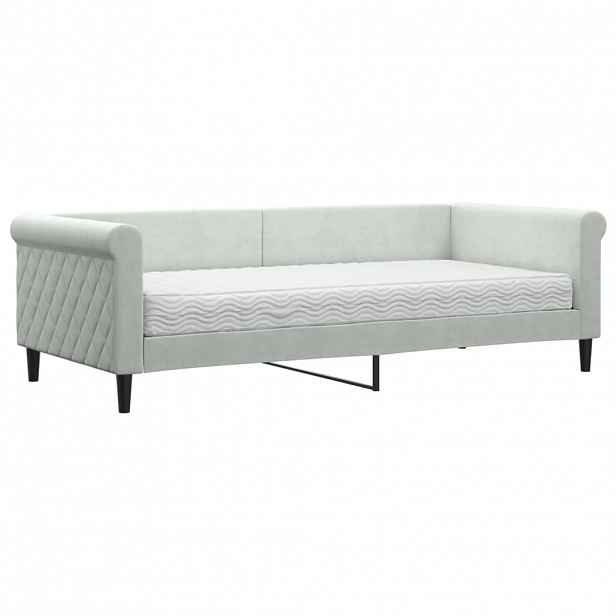 vidaXL Válenda s matrací světle šedá 90 x 200 cm samet