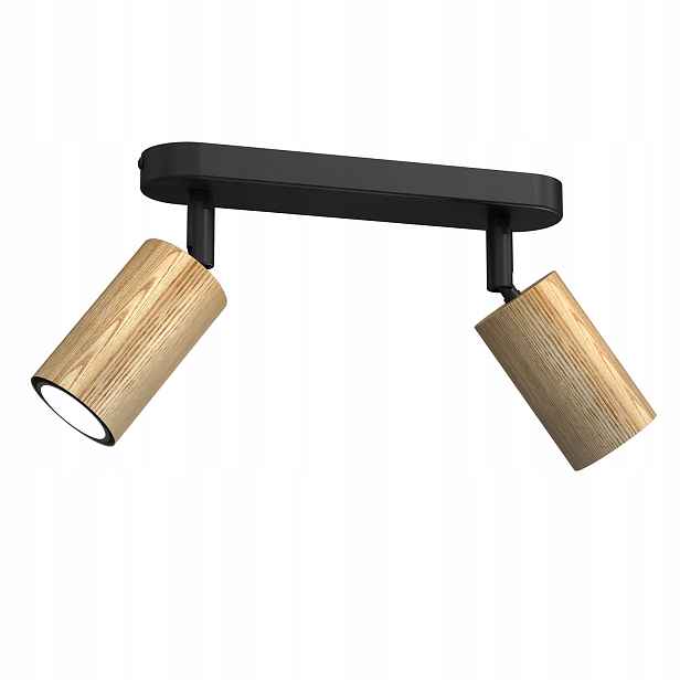 Luminex Led lišta Nisse 2xGU10 8W, černá/světlé dřevo, reflektory