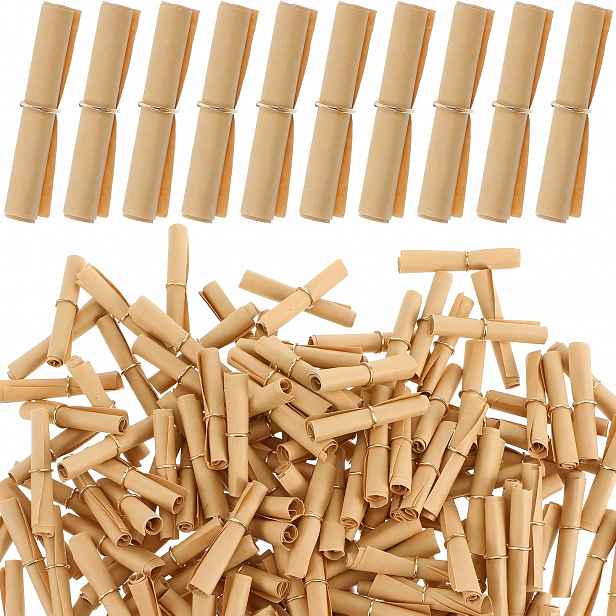 TEMU Dárek pro Ni/Něj 60ks Mini Vintage Svitek Papír s Kovovými Uzávěry - Popisovatelné DIY Svitky pro Pozvánky, Dárky na Párty & Zprávy - Řemeslný