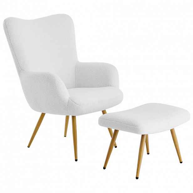 Ti'me RELAXAČNÍ KŘESLO S TABURETEM, kov, textil, bílá