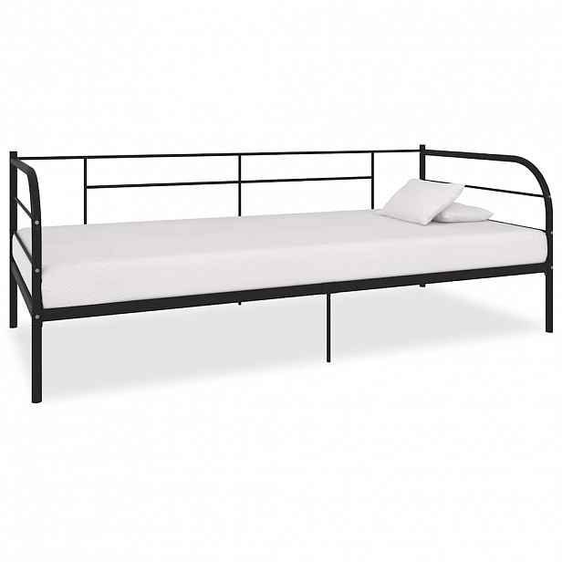 vidaXL Rám denní postele černý kov 90 x 200 cm