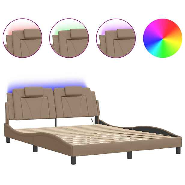 vidaXL Rám postele Viana s LED bez matrace cappuccino 160 x 200 cm