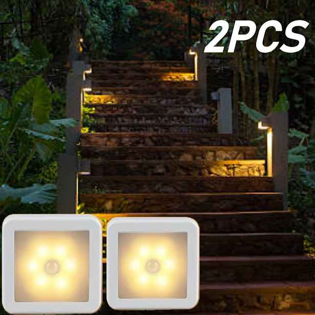 TEMU 2ks 6-LED schodišťová nástěnná svítidla s pohybovým čidlem, bezdrátová noční světla na baterie s oboustrannou páskou pro instalaci, pro pod