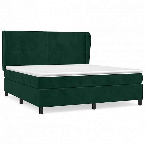 vidaXL Box spring postel s matrací tmavě zelená 160x200 cm samet