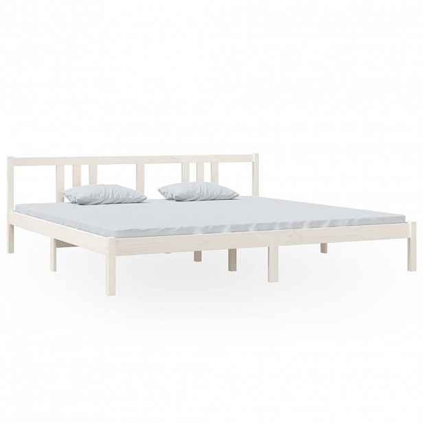 vidaXL Rám postele bílý masivní dřevo 200 x 200 cm