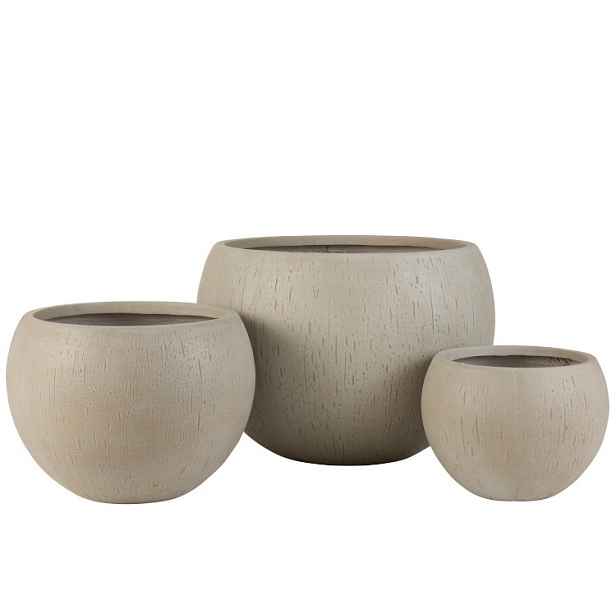 Set 3ks béžovo-šedých květináčů Clay - Ø 55*39 cm J-Line by Jolipa