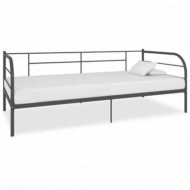 vidaXL Rám denní postele šedý kov 90 x 200 cm