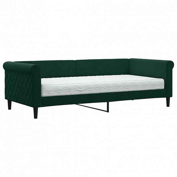 vidaXL Válenda s matrací tmavě zelená 90 x 200 cm samet