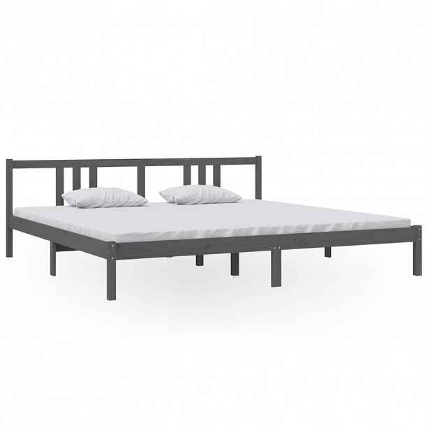 vidaXL Rám postele šedý masivní dřevo 200 x 200 cm
