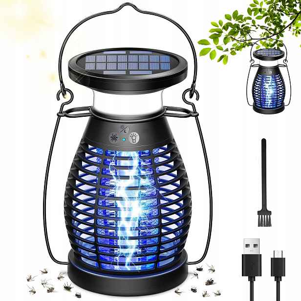 Solární Insekticidní Lampa Na Komáry Mouchy Můry Past Na Hmyz Uv 4200V
