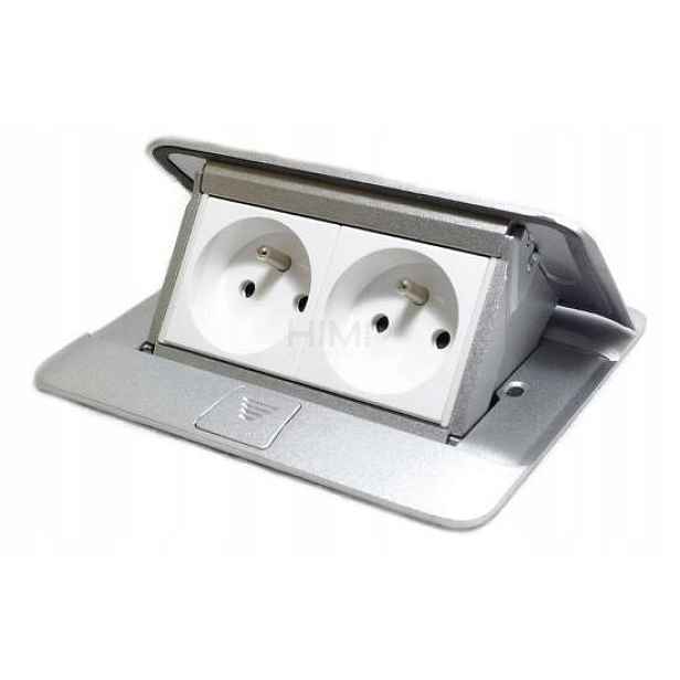 Zásuvka pro pracovní desku Aluminium Popup vybavená 654002