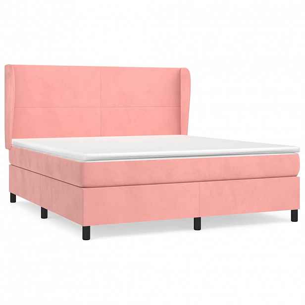 vidaXL Box spring postel s matrací růžová 160x200 cm samet