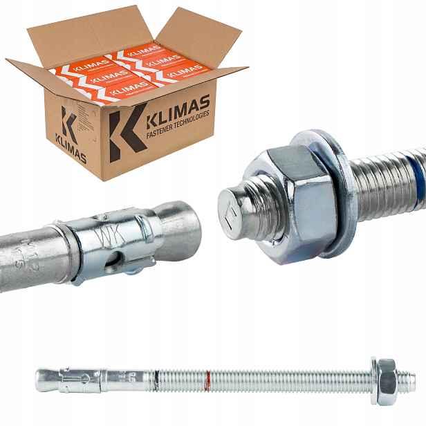 Kotvy do betonu ocelové M10 x 155 mm 200 ks mechanické Klimas Le-zn
