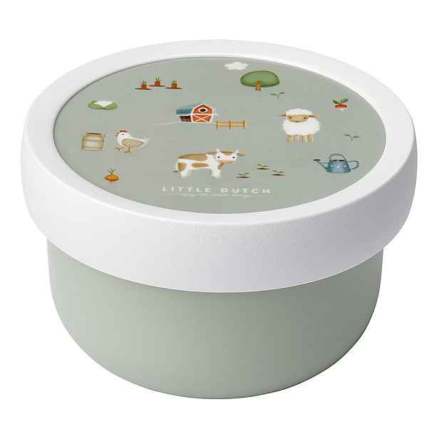 Světle zelený plastový dětský svačinový box Little Farm by Little Dutch – Mepal