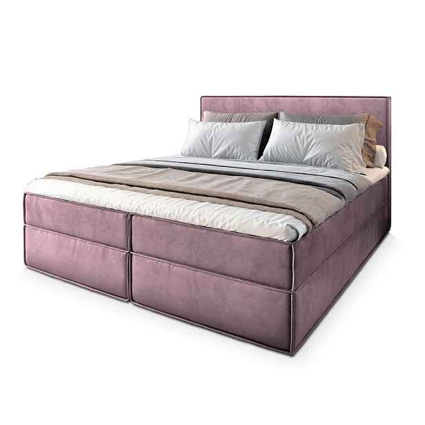 MASSENO AMERICKÁ POSTEL PELLIO, 200x200 cm s matrací a úložným prostorem, H2+H3, fialová