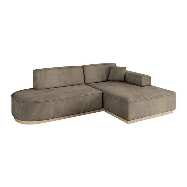 ALTDECOR ROHOVÁ SEDAČKA s otomanem, pravá IREA-L1 232x165x80 Hnědá Velur