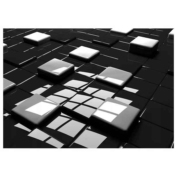 Fototapeta Šedé kostky 3D efekt šachovnice na černém pozadí 368x254 lepidlo