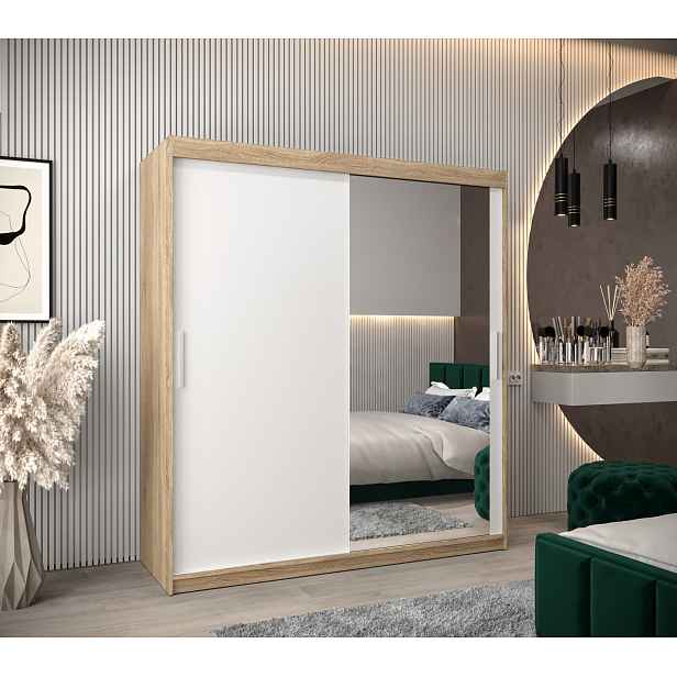Šatní skříň Abi T2 Barva korpusu: Dub Sonoma, Rozměry: 180 cm, Dveře: Bílá