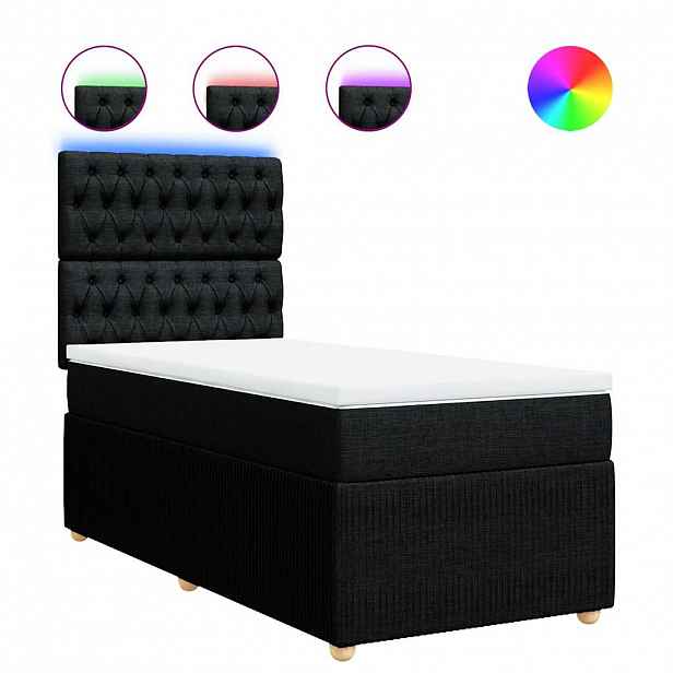 vidaXL Box spring postel s matrací černá 100 x 200 cm textil