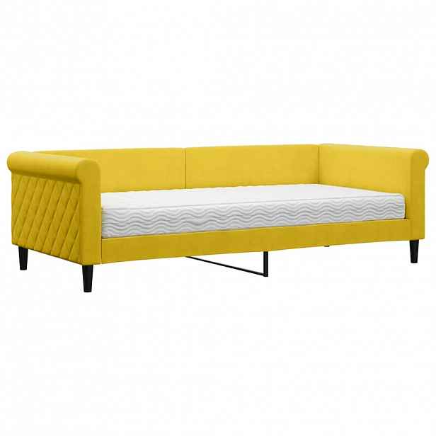 vidaXL Válenda s matrací žlutá 90 x 200 cm samet