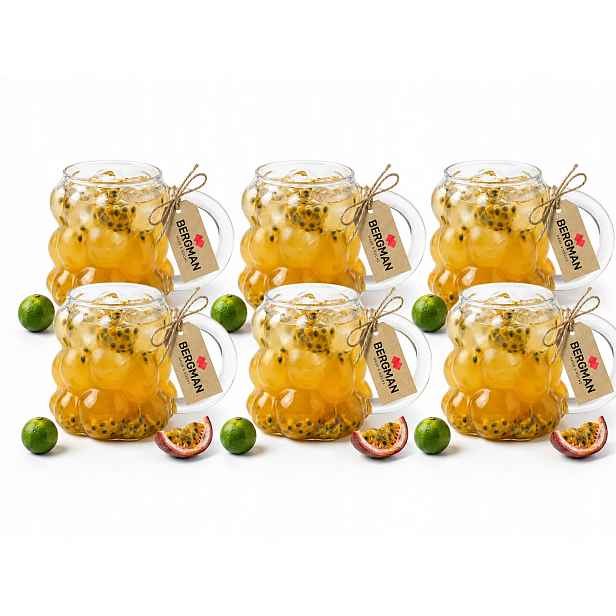 6 x Bublinkové Skleněné Hrnky 350 ml Bubble Na Čajovou Kávu Sklenice S Uchem