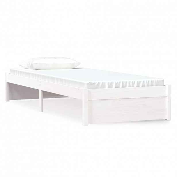 vidaXL Rám postele bílý masivní dřevo 75 x 190 cm malé jednolůžko