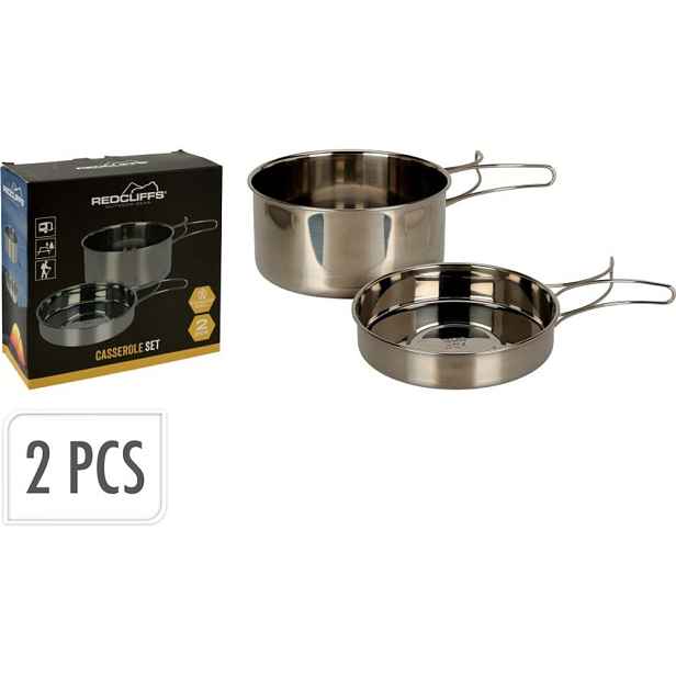 EXCELLENT HOUSEWARE Sada nádobí pro kempování nerez 2 ks KO-CY5656520
