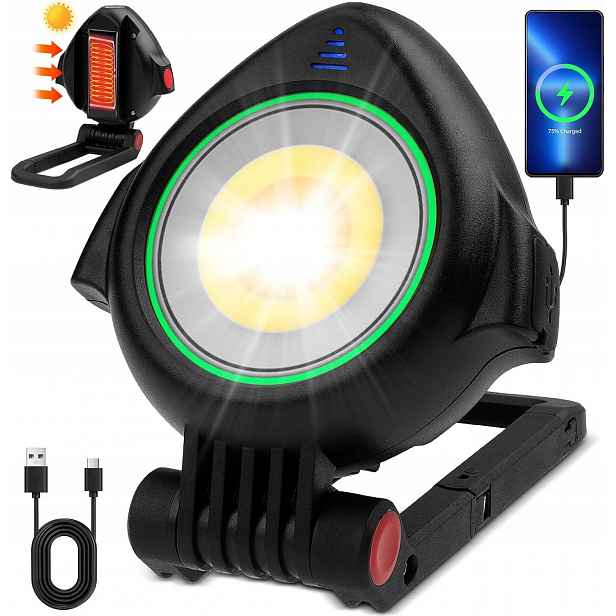 Solární Led pracovní reflektor, stavební reflektor, akumulátor, přenosný