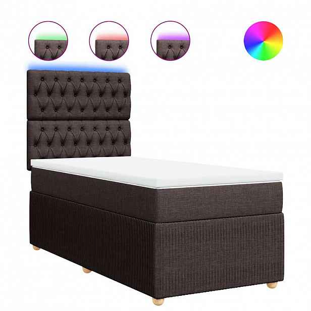 vidaXL Box spring postel s matrací tmavě hnědá 100 x 200 cm textil