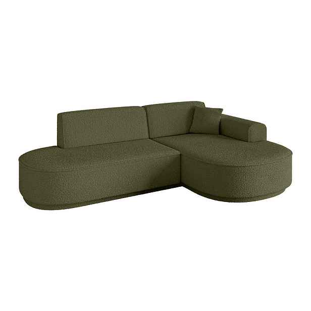 ALTDECOR ROHOVÁ SEDAČKA s otomanem, pravá MARI-L1-v3 243x171x83 Zelená Buklé