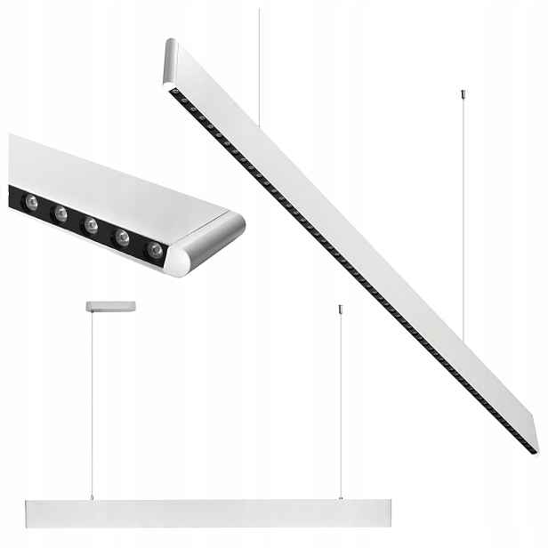 Lineární Závěsná Lampa Slim Bílá 120 CM Led Osram 30W Neutrální Barva 4000K