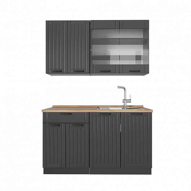 Vicco JEDNOTKOVÁ KUCHYNĚ Fame-Line Tmavě šedá 140 cm , PD Dub
