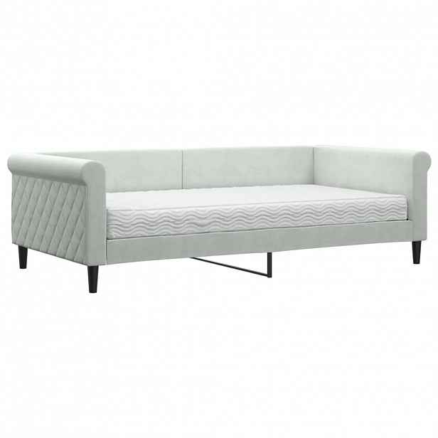 vidaXL Válenda s matrací světle šedá 100 x 200 cm samet