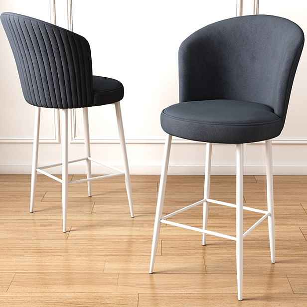 Bar Stool Set (6 Pieces) Fora - Anthracite, White