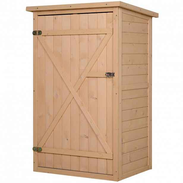 Modfu ZAHRADNÍ skříň z dřeva 75x56x115 cm přírodní s 2 policemi, uzamykáním a odolným venkovním provedením