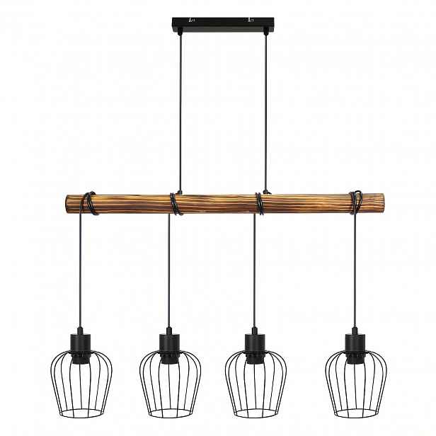 TEMU Průmyslová Vintage Závěsná Lampa Světy s Nastavitelnými & Dřevěnými Akcenty - Černý Kovový & Dřevěný Polovysoupatý Stropní Světlo pro Jídelnu,