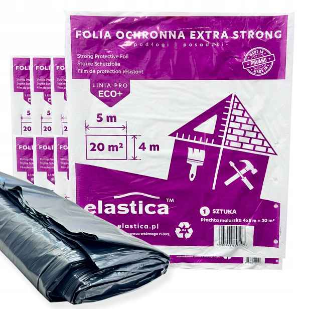 10 x Hrubá Fólie Elastica Extrastrong 4X5M Plachta Rekonstrukce