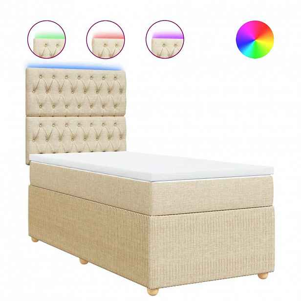 vidaXL Box spring postel s matrací krémová 100 x 200 cm textil