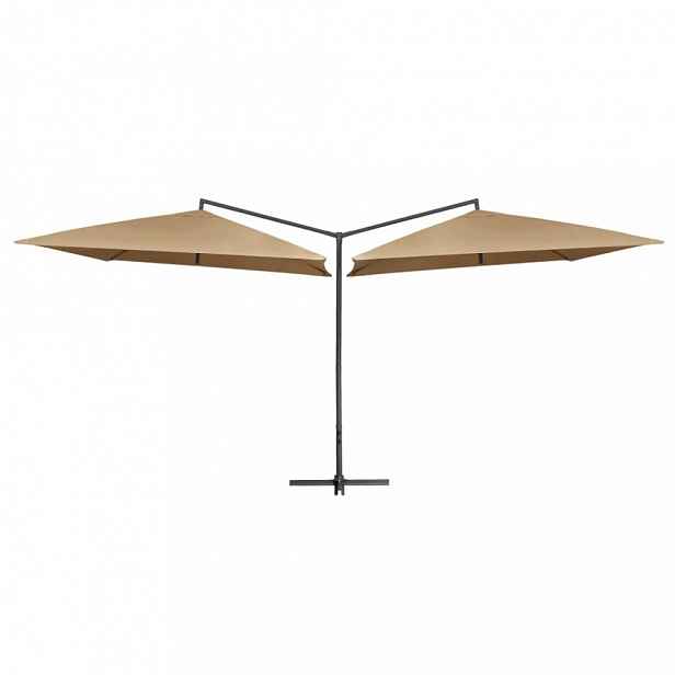 Dvojitý slunečník 600 x 290 cm Dekorhome Šedohnědá taupe
