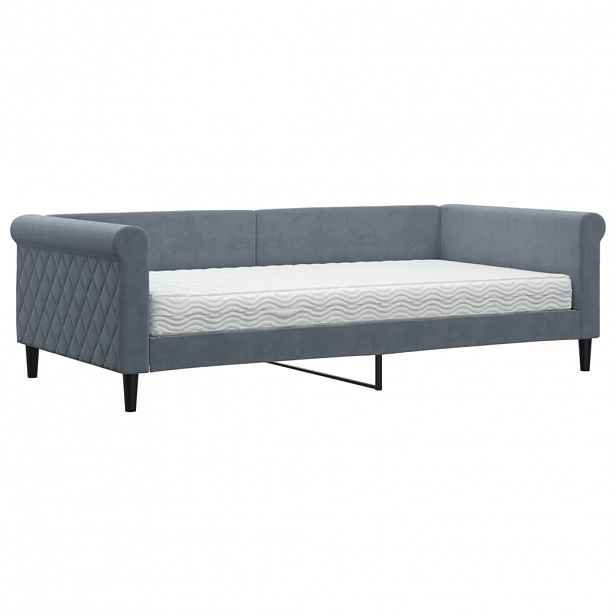 vidaXL Válenda s matrací tmavě šedá 100 x 200 cm samet