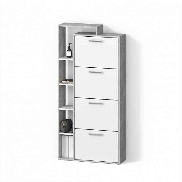 Livinity® BOTNÍK Ortello Bílá/beton 80 x 166.1 cm se 4 přihrádkami