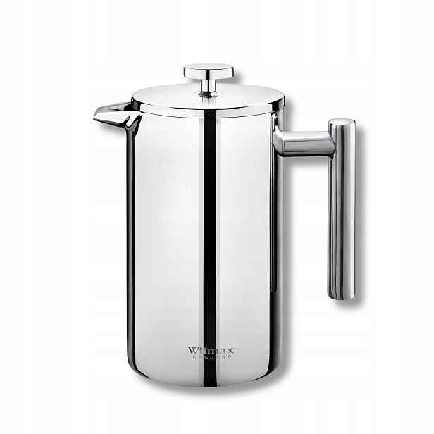 Pístový zavařovač kávy Ocel dvoustěnný French Press stříbrný 1L Wilmax