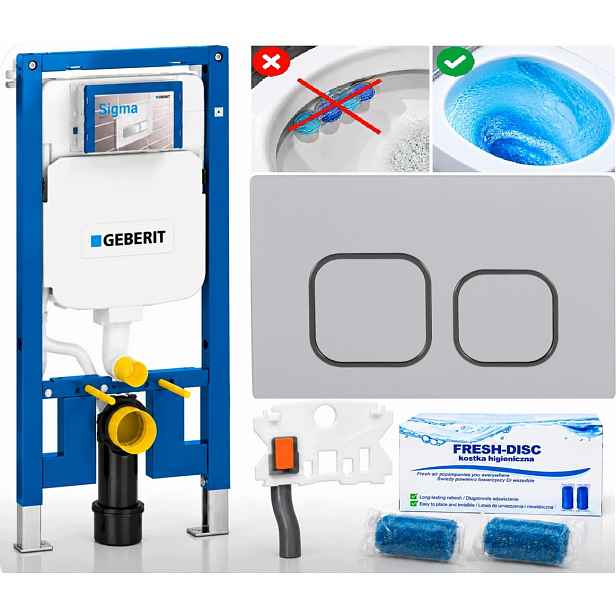 Rám pro Wc Geberit Duofix Slim 8 cm UP720 tlačítko bílý Claro Fresh-disc