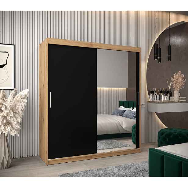 Šatní skříň Abi T2 Barva korpusu: Dub artisan, Rozměry: 180 cm, Dveře: Černá