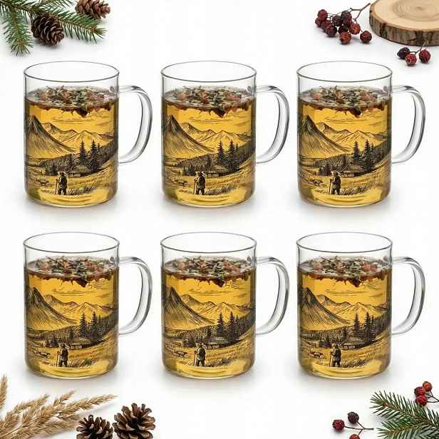 Sklenice Hrnek Potisk Město Zakopane 400 ML Sada 6 Sklenic Hrnků Sklo