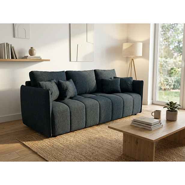 Rozkládací 3místná pohovka VELORA 215x103 cm, tmavě modrá